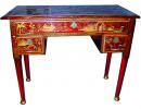An Exquisite 19th Century English Red Lacquer Restored Chinoiserie Writing Desk