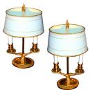 A Pair of 19th Century French Gilt-Bronze Bouillotte Lamps