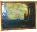 An 18th Century Italian Oil on CanvasScenes of Ships in an Italian Harbor