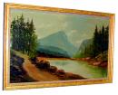 A 19th Century American Oil on CanvasLandscape with Mountains and LakeSigned: E. SchaeferCalifornia Artist residing in San Francisco