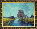 A 19th Century Oil on CanvasRiver Landscape