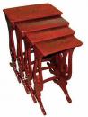 A Set of Four Rare 19th Century Regency Red Chinoiserie Quartetto (nesting) Tables