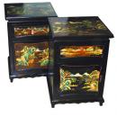 A Pair of 19th Century Chinese Chinoiserie Black Lacquer Night Tables