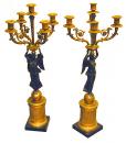 A Pair of 19th Century Empire Patinated Bronze Candelabra
