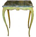 An 18th Century French Louis XV Green Painted and Parcel-Gilt Side Table