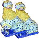 An Exceptional Pair of 18th Century Faience Ceramic Lions