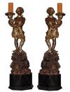 An Exotic Pair of 18th Century Venetian Silver Gilt Carved Figures