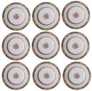 A 19th Century English Set of Nine Blue and Green Decorated Dishes