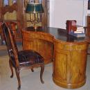 A 19th Century English Burl Walnut and Birdseye Maple Kidney Shaped Pedestal Desk