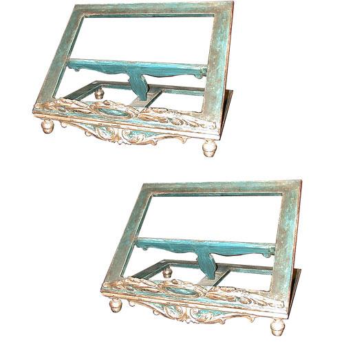 An Exquisite Pair of 19th Century Italian Silver-Gilt and Turquoise Polychrome Adjustable Bookstands