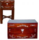 A Rare 19th Century Rosewood and Mother of Pearl Jewelry Box now a Side Table