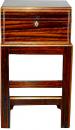 A Rare 19th Century English Regency Macassar Ebony Jewelry Box now fitted as a Side Table