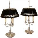 A Rare Pair of Silvered 19th Century Three-Light Boulliotte Lamps