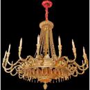 A Rare 19th Century Italian Empire Carved Giltwood Eighteen-Light Chandelier