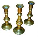 Set of Three Miniature Brass Candlesticks 