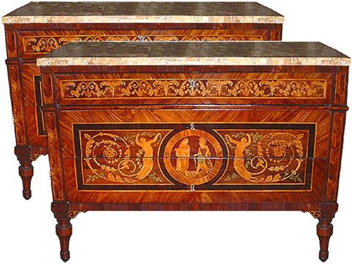A Magnificent Pair of 18th Century Italian Maggiolini Commodes