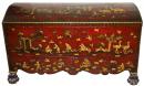 An Exquisite 18th Century English Chinese Export Lacquer & Gilt Chinoiserie Cassone