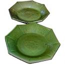 A Pair of 18th Century Chinese Octagonal Carved Celadon-Glazed Dishes