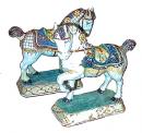 A 19th Century English Pair of Delft Porcelain Parade Horses