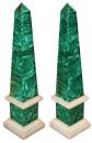 A Fine Continental Pair of 19th Century Malachite Obelisks