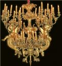 A Rare 18th Century Italian Palazzo 68-Light Giltwood Chandelier