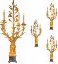 A Set of Four French 18th Century Lis Dore Three-Light Girandoles