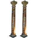 A Pair of 18th Century Italian Rouge Faux Marble and Gilt Columns