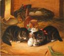 A 19th Century Oil on Canvas entitled The Egg signed and dated 1873 by Carl J. Suhrlandt (b. 1828 - d. 1919)the Bavarian painter who studied under Ary Scheffer in Paris and then became known for his commissioned works of dogs and cats belonging to the EnglishFrenchDanish and Russian aristocracy
