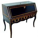 A Fine 19th Century French Louis XV Black Lacquer & Parcel Gilt Drop-front Desk