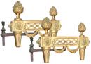 A Handsome Pair of 19th Century Louis XVI Gilt-bronze Andirons