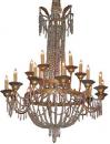 A Rare 18th Century Silver Gilt 18 Light Crystal Chandelier