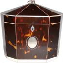 A Late 18th Century English Sable Tortoiseshell Decagonal Tea Caddy