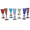  A Set of Seven Murano Crystal Stemware Goblets