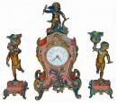 A 19th Century Louis XV en Suite Marble and Bronze Mantle Clock and Pair of Candlesticks