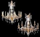  A Pair of 19th Century GiltwoodBronze and Crystal 10-Light Chandeliers