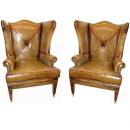  A Modern Pair of Oversized Wing Chairs in the English Georgian taste