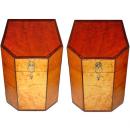  A Striking Pair of Early 19th Century English Regency Birdseye Maple Knife Boxes