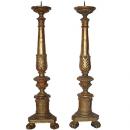  A Pair of Palazzo Scaled 18th Century Italian Parcel Gilt Pricket Sticks