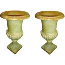  A Pair of Graceful Tulip-Shaped Carrara Marble Urns
