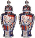  A Pair of 19th Century Imari Porcelain Covered Jars