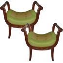 A Pair of Late French Empire Walnut Curule Benches