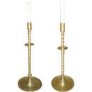  A Harlequin Pair of 19th century Continental Brass Baroque Style Candlesticks 