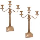  A Pair of English Neoclassical 19th Century Sterling Silver Three-Light Candelabra 
