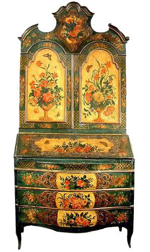 A Rare 18th Century Venetian Polychrome Secretaire No. 2388 A Rare 18th Century Venetian Polychrome Secretaire No. 2388