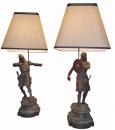  An Early 20th Century Pair of Cast Mixed Metal Warriors