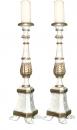 A Pair of 18th Century Italian Parcel-Gilt and Polychrome Candlesticks