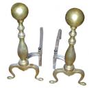 A Pair of 19th Century English Brass Andirons