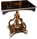 A Dramatic Continental 19th Century Ebony & Marquetry Pedestal Table