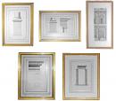 A 19th Century French Set of Five Architectural Drawings by students of L'Ecole des Beaux Arts now mounted in gilt wood frames (sold separately)