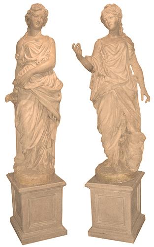 A Pair of Elegant Terra Cotta Statues